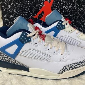 Jordan Men’s Athletic Shoes in White, Blue, Navy & Red